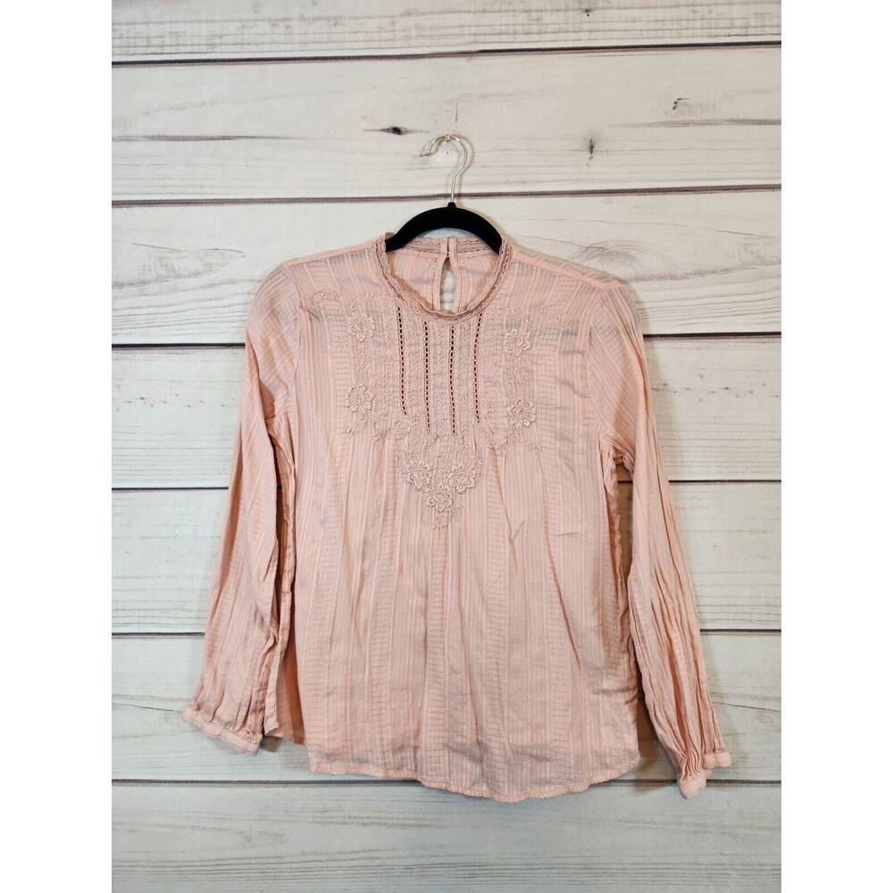Abercrombie & Fitch Pink Embroidered Blouse, Small